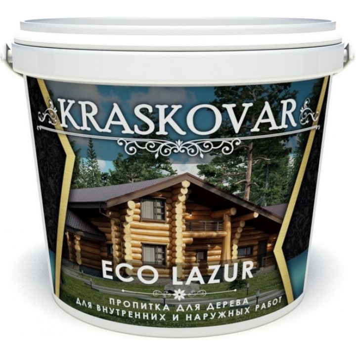 Пропитка для дерева Kraskovar Eco Lazur, белый 0,9л